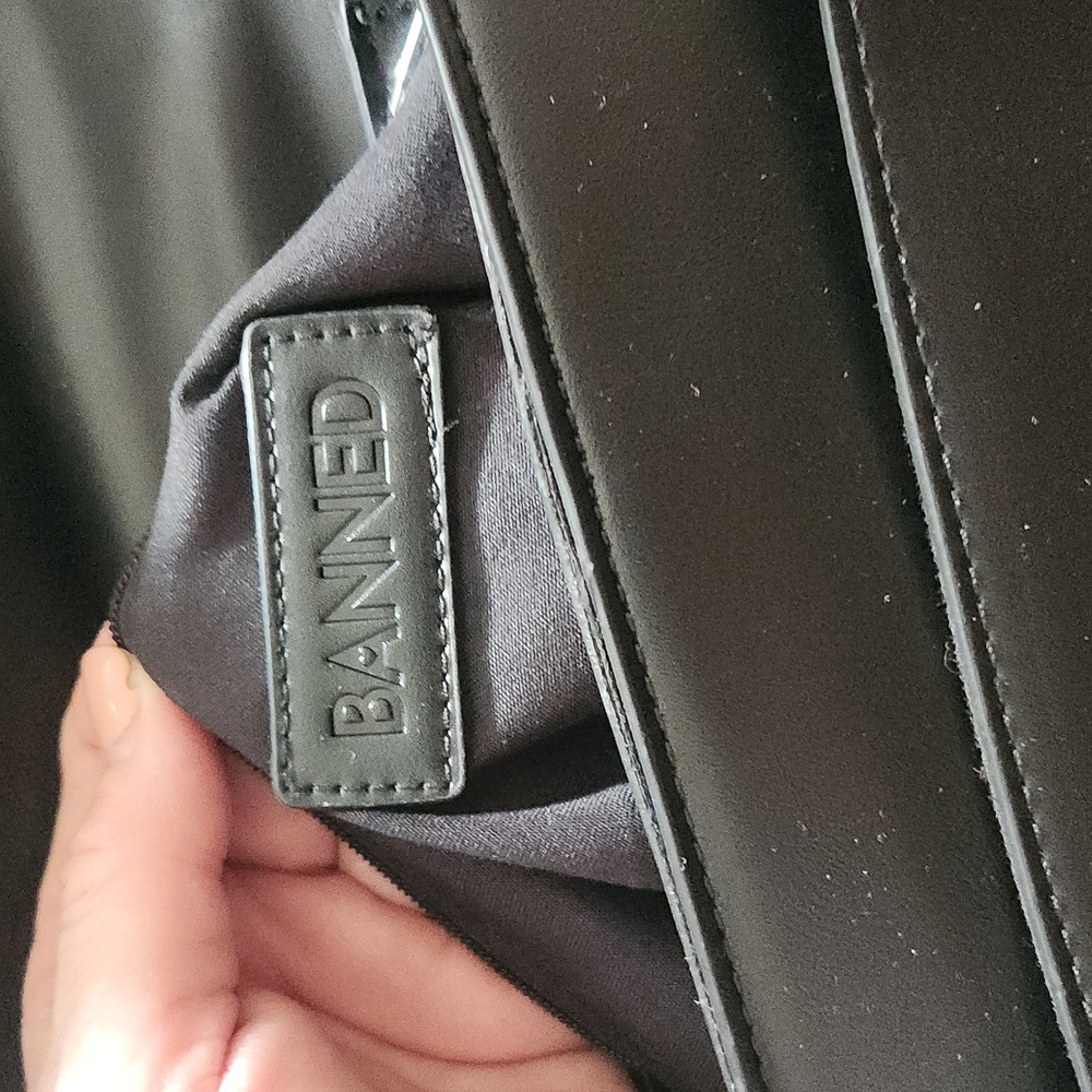 Banned Black Quilted Handbag with Silver Pentagram - Picture 2 of 5